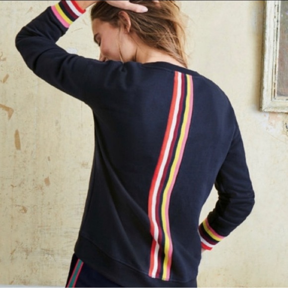Boden navy sweatshirt with rainbow trim - Picture 3 of 6